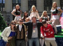 Beyond the Marquee Creative Director, Steve Czarnecki, takes a moment for a fun pic with the Ferris Bueller parade re-creation cast, during Ferris Fest 2016.