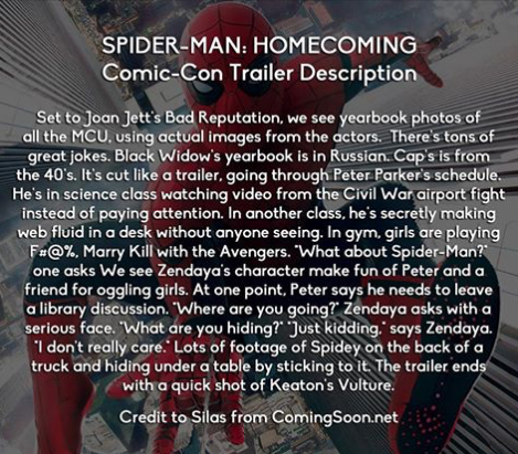 Spider-Man Homecoming Trailer Description