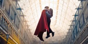David Corenswet as the Man of Steel and Rachel Brosnahan as Lois Lane