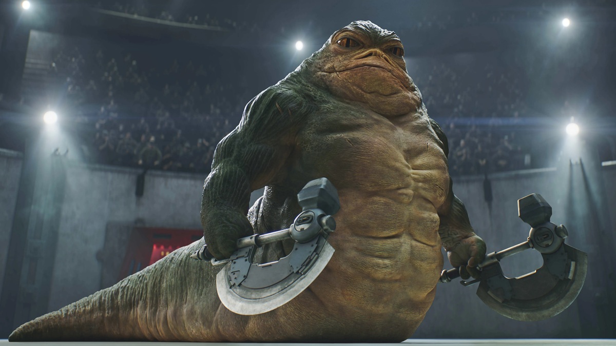 Rotta the Hutt (Jeremy Allen White) in a scene from ‘The Mandalorian and Grogu’.